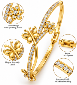 Bracelet en or 24 carats Kada 5,93 grammes, fait main, or fantaisie, pour femmes, pour les mariages, bijoux indiens traditionnels - Product Image 1