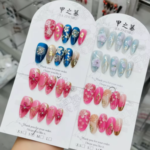 <span class=keywords><strong>Uñas</strong></span> Postizas Acrílicas en Forma de Almendra 3D, Paquete de 10 Piezas, <span class=keywords><strong>Uñas</strong></span> de Gel de Presión, Hechas a Mano, ABS Puro, Estilo Francés Cuadrado para Dedos, Surtidas - Product Image 3