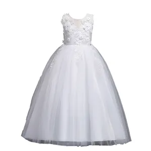 Платье в европейском стиле для девочек, легкое многослойное Сетчатое платье для свадьбы, дня рождения с цветочным рисунком