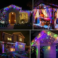 Guirlandes lumineuses LED en forme de glaçons pour Noël, mariage, fête, jardin, patio, toit, avant-toit, décoration d'arbre, éclairage extérieur blanc chaud