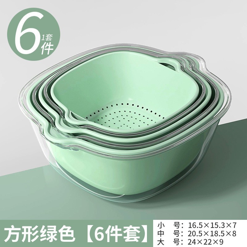 Matcha Green - ตะกร้าระบายน้ำ 2 ชั้น [ชุด 6 ชิ้น]