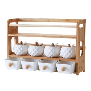 Étagère de rangement à épices à double niveau en bambou écologique personnalisable pour la <span class=keywords><strong>cuisine</strong></span> - Product Image 1
