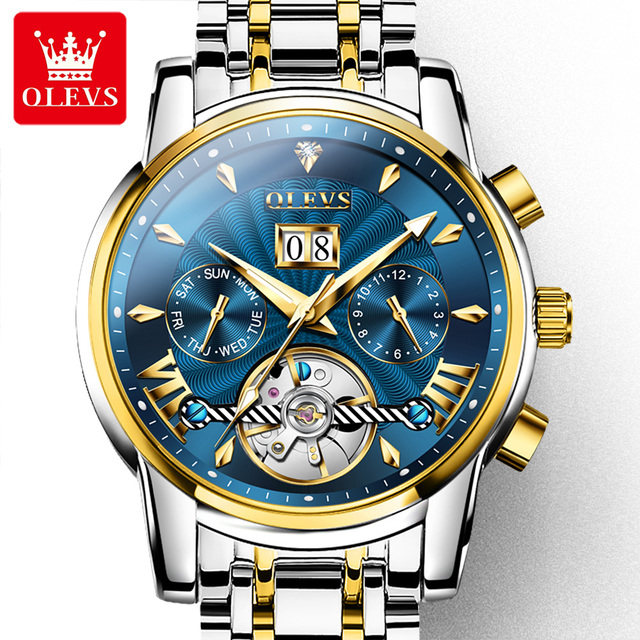 OLEVS 9965 Men Watch Automatic Chronograph Wristwatches Luminous Limited Edition Tourbillon Mechanical Man Luxury Smartwatch