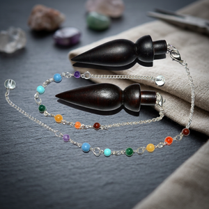 Péndulo de Chakra con Forma de Lágrima y Cuentas Coloridas, Herramienta de Feng Shui Tallada a Mano - Product Image 4