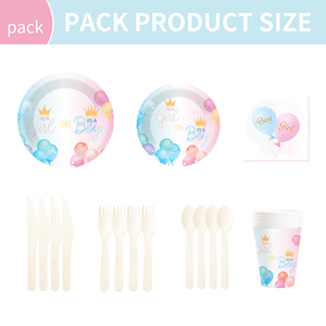 Juego de Vajilla Desechable DAMAI con Temática de Revelación de Género, Platos de Papel para Postre y Cena, Vasos, Servilletas y Globos para Fiestas - Product Image 6