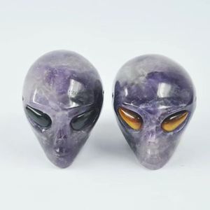 Khắc Đá quý pha lê thạch anh người ngoài hành tinh hộp sọ trang trí, 2inch - Product Image 4