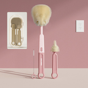 Brosse à <span class=keywords><strong>biberon</strong></span> en silicone : Brosse multifonctionnelle à manche droit portable pour tétine, ensemble de brosses de nettoyage pour biberons et tasses - Product Image 2