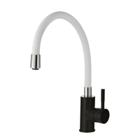 Robinet mitigeur d'évier de cuisine SUS 304 corps en acier inoxydable Tube en caoutchouc noir 360 degrés coude pivotant Type-ZY-K203LB latéral Flexible