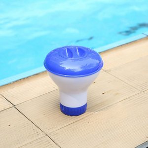 Distributeur de produits chimiques flottant bleu pour piscine avec thermomètre, flotteur pour comprimés de chlore, support ABS pour piscines, spas et bains à remous - Product Image 5