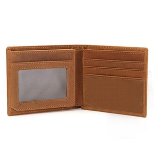 Customized Vintage Style Men's Genuine Leather <b>RFID</b> <b>Blocking</b> Short Open Closure Customized Laser Logo Sports <b>Wallet</b> - Product Image 1