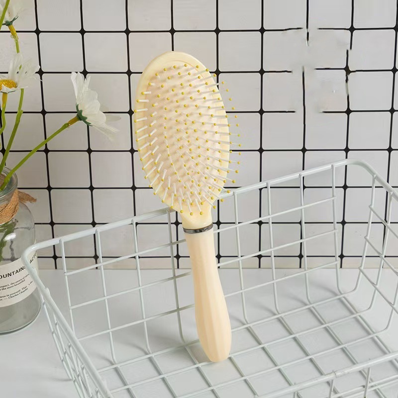 Jaune crème [Peigne à coussin à poignée en forme de diamant]