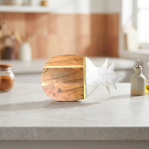 Pineapple Shaped Wooden Chopping Board With Marble Top Anti Slip Design Single Piece - Product Image 3