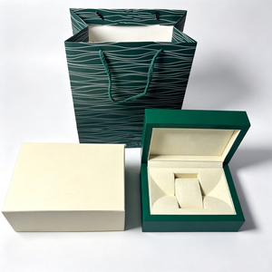 Cajas de Presentación de Relojes de Lujo con Logotipo Personalizado, Caja de Reloj de Cuero Sintético Verde de Marca - Product Image 5