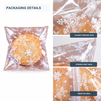 Sac à oreiller personnalisé en PP transparent imprimé flocon de neige pour emballage individuel de biscuits de Noël, lait, produits de boulangerie, aliments, recyclable, vente en gros