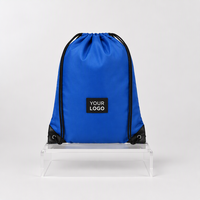 Sac à dos à cordon en polyester imperméable avec logo personnalisé, pliable, pour la gym, l'école et les événements en plein air