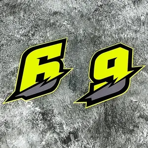 0123456789 número verde DIY casco de motocicleta protector solar calcomanías de vinilo impermeable motocicleta pegatinas tanque de combustible <span class=keywords><strong>carenado</strong></span> coche calcomanías - Product Image 2