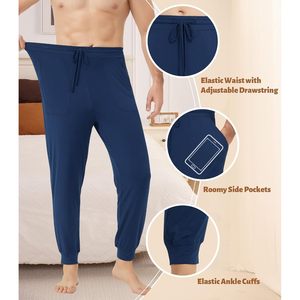 Pantalon de pyjama en viscose de bambou pour homme, doux et confortable, avec poches, tricoté, idéal pour la nuit - Product Image 3