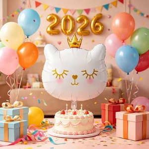 Party Love Balloon Cat White 56cm Foil Party Decoration Cartoon-shaped cat head Balloon with silk screen printing - Product Image 6