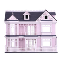 Nouvelle maison de poupée en bois rose traditionnelle 2022, ensemble de meubles et jouets certifiés EN71 ASTM pour enfants de 3 ans et plus