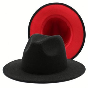 Chapeau Fedora classique bicolore pour homme, casquette jazz à large bord, chapeau plat d'église pour femme, chapeau Panama - Product Image 2