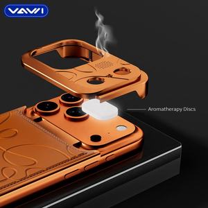 Étui de téléphone en cuir aromathérapeutique VAWI V-A02 en métal pour <span class=keywords><strong>iPhone</strong></span> <span class=keywords><strong>13</strong></span> 14 15 16 17 Pro Max Orange <span class=keywords><strong>Coque</strong></span> magnétique pour téléphone - Product Image 4
