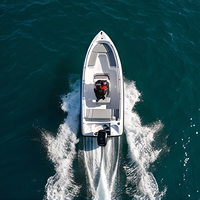 Bateau de pêche en FRP 4,3 m, bateau côtier Chaser 430, petit bateau pour 4 personnes avec moteur hors-bord