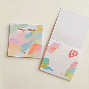 Heart-Shaped Oil Painting Style <b>Sticky</b> Notes Cute Simple Record Memo Pad Non-Adhesive High Aesthetic Square <b>Label</b> Paper - Product Image 3