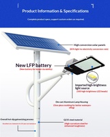 Lampadaire solaire LED avec indice de protection IP66, alimentation AC/DC, surveillance de l'état de la batterie, protection contre les décharges profondes et remplacement programmé