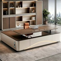 Bureaux de direction en bois de luxe italiens de haute qualité, forme en L, table de bureau pour PDG