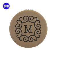 Gravure au laser en similicuir Laserable Blanks Miroir compact avec logo personnalisé