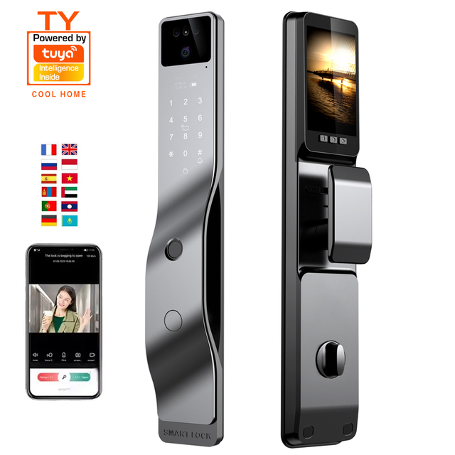 TUYA Wifi Smart Lock Door Lock Smart 3D Face Recognition Smart Door Lock with Camera and Fingerprint