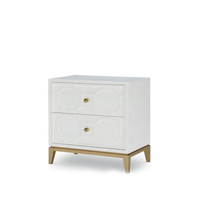 Luxury Metal Legs 2 Drawers <strong>Nightstand</strong> TWO Dressers and Wall <strong>Mirror</strong> Bedroom Sets - Product Image 2