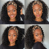 Perruque bandeau en cheveux humains bouclés crépus pour femmes noires, densité 250%, sans colle, cheveux brésiliens Remy Jerry Curl, entièrement fabriquée à la machine, courte longueur