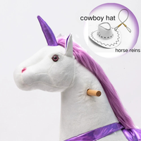 Mainan Unicorn 2 Kursi Ukuran Ekstra Besar, Roda Mekanik, Tanpa Baterai, untuk Anak-anak, Pereda Stres, Bahan Plush Super Lembut