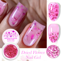 LILYCUTE 8ml Gel de Peinture pour Ongles aux Fleurs Séchées Colorées, Étiquette Privée, Gel Pailleté Naturel pour Nail Art, Vernis à Ongles pour Salon