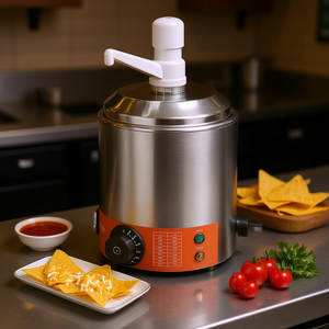Distributeur de fromage électrique commercial 2,3 Qt, chauffe-sauce au chocolat chaud et sauce nacho, en plastique rond, avec contrôle manuel de la température - Product Image 2
