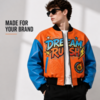 Blouson universitaire personnalisé en laine épaisse avec manches en cuir, broderie lourde, blouson d'hiver de type Letterman, cuir gaufré, OEM