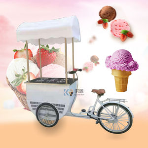 Tricycle de vente de crème glacée mobile avec mini-réfrigérateur, vélo cargo à 3 roues pour adultes, vélo-congélateur pour boissons froides - Product Image 4