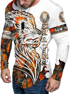 T-shirts imprimés d'animaux 2023 Nouveau T-shirt à manches longues pour hommes Tiger <span class=keywords><strong>Lion</strong></span> Pattern Pullover Tee Streetwear Casual <span class=keywords><strong>Plus</strong></span> Size Tops - Product Image 6