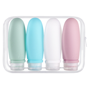Kit de bouteilles de <span class=keywords><strong>voyage</strong></span> en silicone anti-fuite écologiques pour les voyages, ensemble de 4 bouteilles de <span class=keywords><strong>voyage</strong></span> en silicone - Product Image 1
