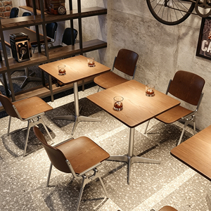 Bistro Furniture Industrial Restaurant Chairs and <b>Tables</b> for Cafe Food Court <b>Square</b> Stainless Steel Foot American Style Design E - Product Image 5