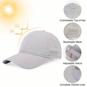 Casquette de baseball unisexe en nylon à séchage rapide, découpée au laser, 6 panneaux, imperméable, toile sportive, formelle, métal – Vente en gros fabricant - Product Image 3