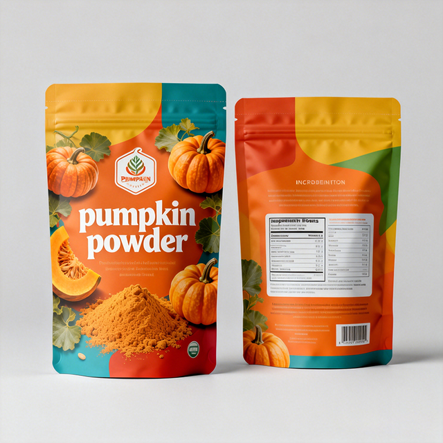 Organic Pumpkin PowderDoypack Mono-PE Stand up Pouch Resealable Zipper Foil Bags for Natural Health Food Brand