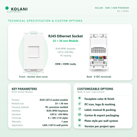 Strukturierte Wandkabelanschlüsse OEM ODM Lieferung, CAT6 RJ45 23x36mm Modul mit individueller Frontplatte, Markierung und Exportverpackung
