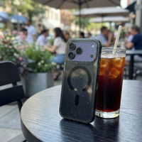 Coque de téléphone transparente magnétique à paillettes en TPU et PC pour iPhone 18 Pro Max, antichoc, résistante aux chutes, avec protection d'objectif surélevée, vente en gros