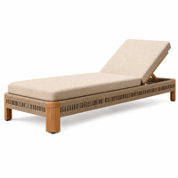 Ensemble de chaises longues en teck de luxe pour villa et hôtel, utilisation en extérieur, design moderne, imperméable, durable, coussins écologiques inclus
