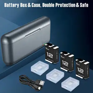 Sports Action Camera 1800mAh 3 Pack And 3-channel Charger Camera Battery Replacement12