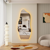 Cermin rias Nordic Popular Home full-length, cermin lantai untuk kamar tidur, cermin rias gantung dinding dengan lampu LED untuk salon