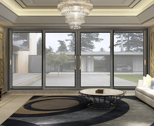 Zanzara in acciaio inox a doppio vetro temperato moderna in lega di alluminio Villa a prova di vento porte scorrevoli in alluminio per la casa - Product Image 3