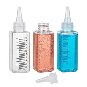 50ml Square Blue Amber Clear pink Pet <b>Plastic</b> Hair Oil Squeeze Bottles with Twist Top <b>Cap</b> - Product Image 1